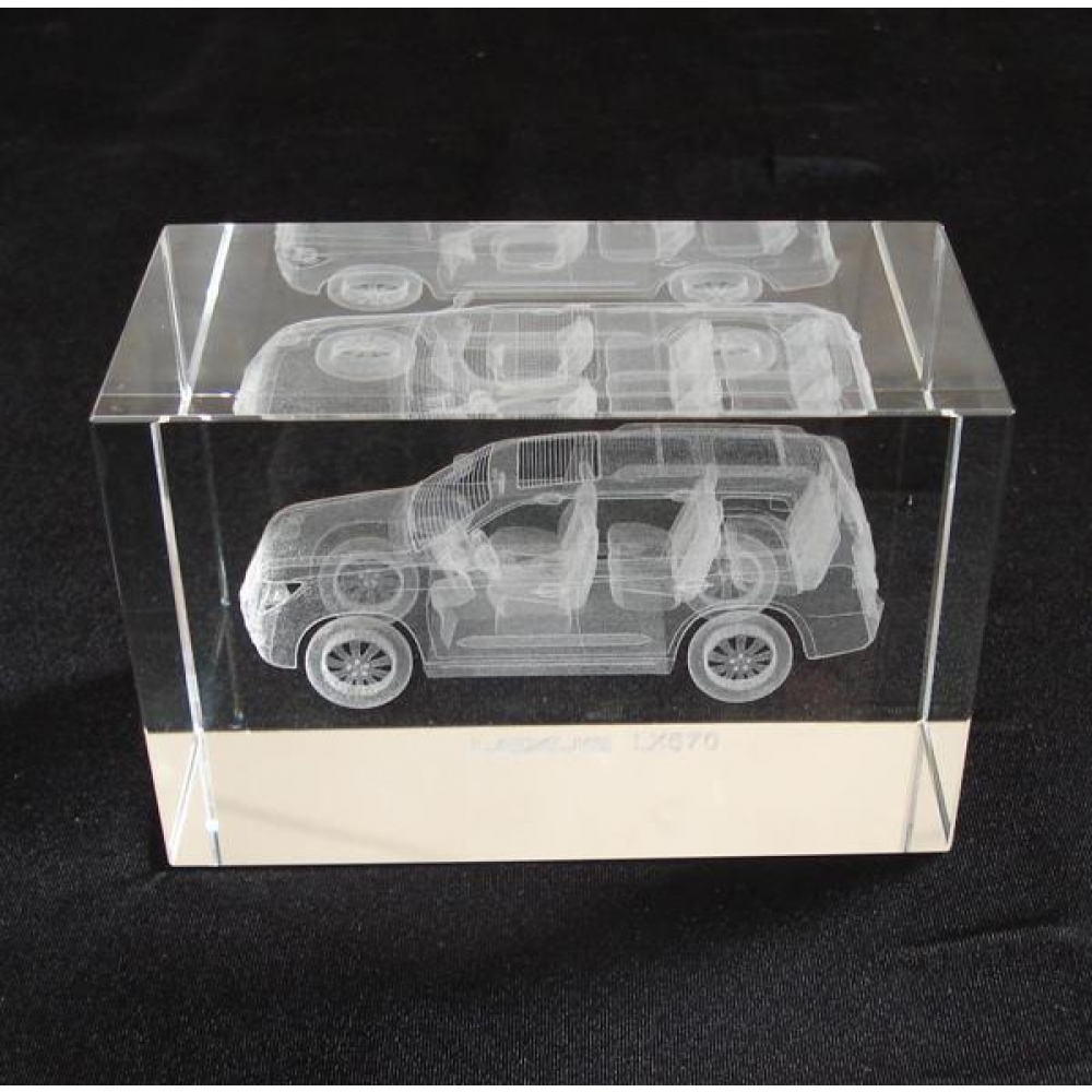 custom crystal cube with 3D car model laser engraved inside for auto corporation promotional corporate souvenir gifts