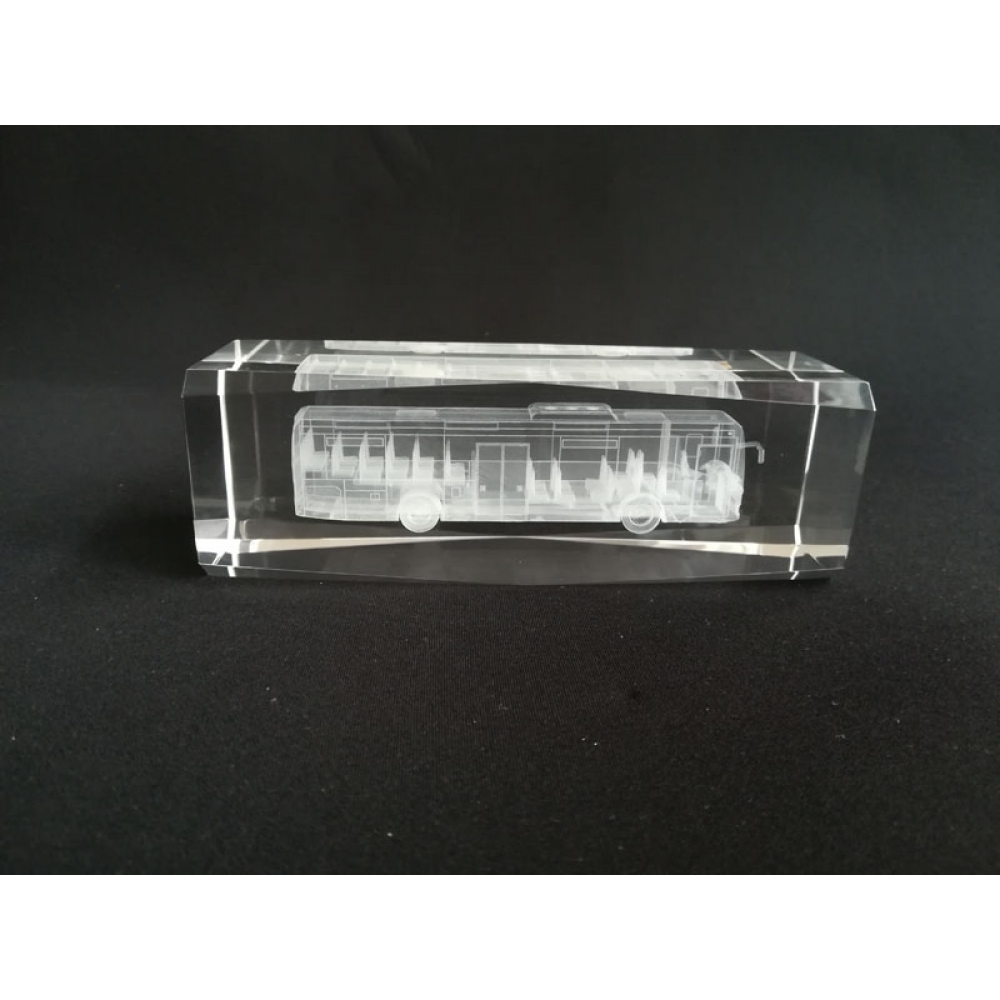 personalized 3D laser engraved crystal bus model
