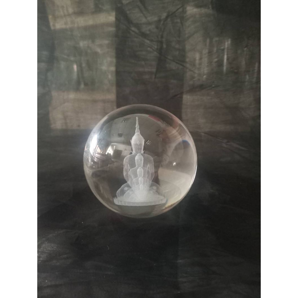 Tourist Souvenir 3D Laser Etched Thailand Buddha Crystal Ball Solid Glass Spheres Religious Gifts