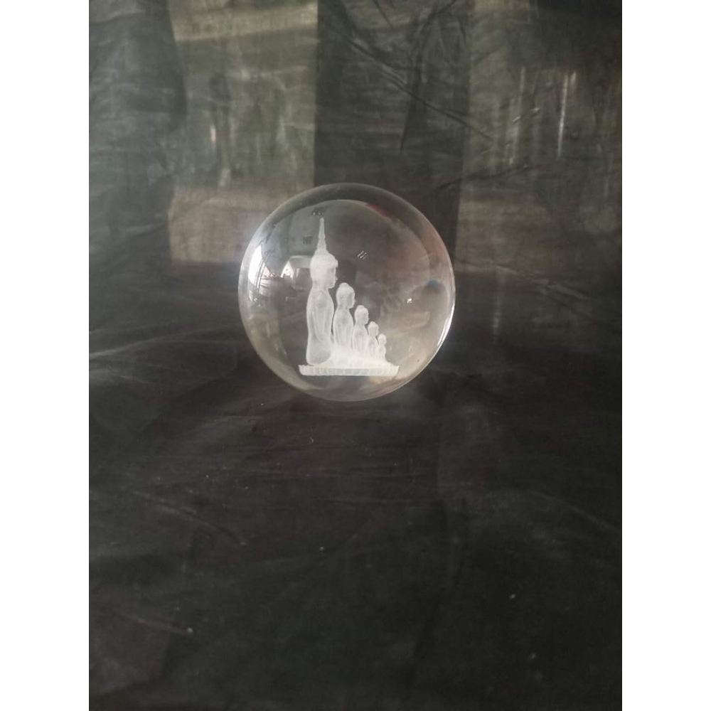 Tourist Souvenir 3D Laser Etched Thailand Buddha Crystal Ball Solid Glass Spheres Religious Gifts
