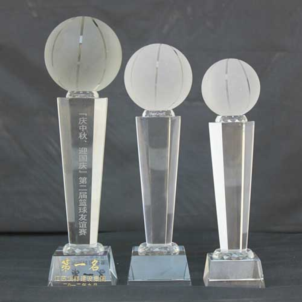 The First Prize,Second Prize,Third Prize crystal basketball plaques for basketball events
