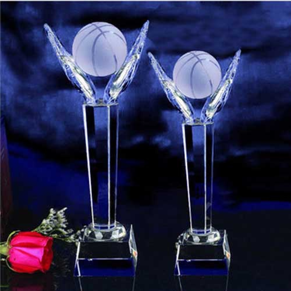 unique design hand shaped crystal MVP basketball awards