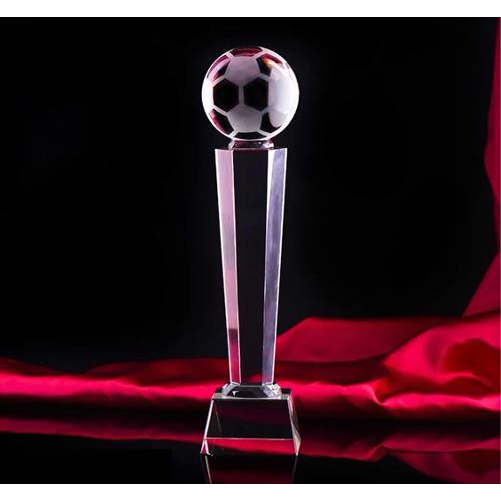 Simple Design Octagon Pillar Cheap Glass Soccer Ball Award