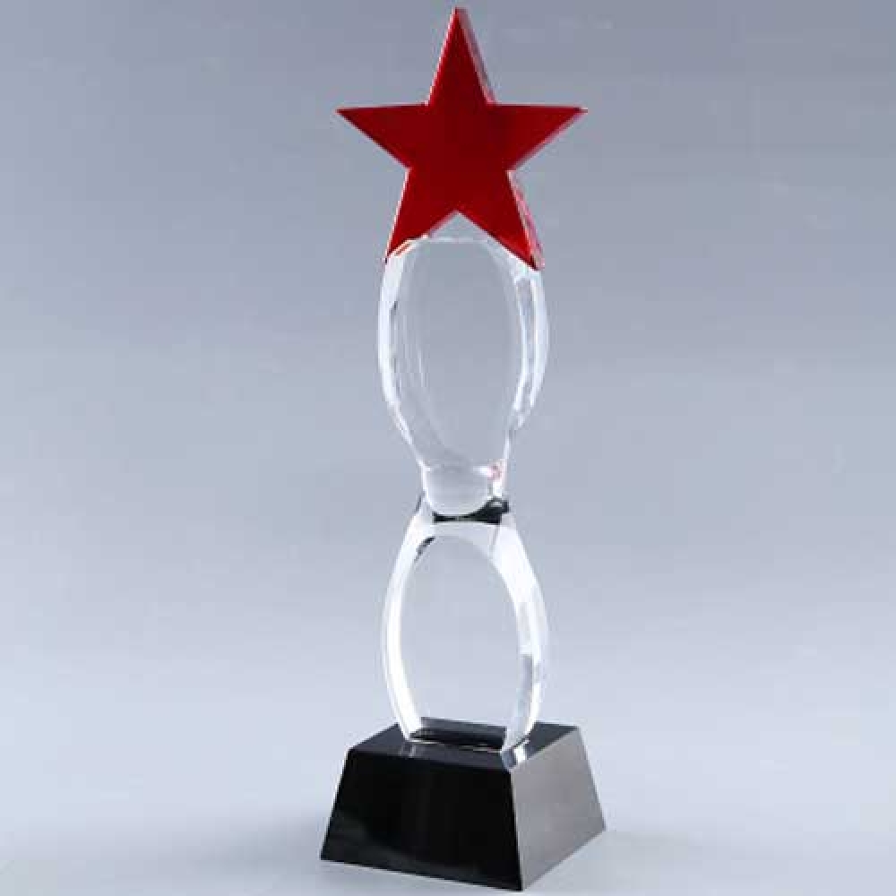 custom design crystal red star trophy