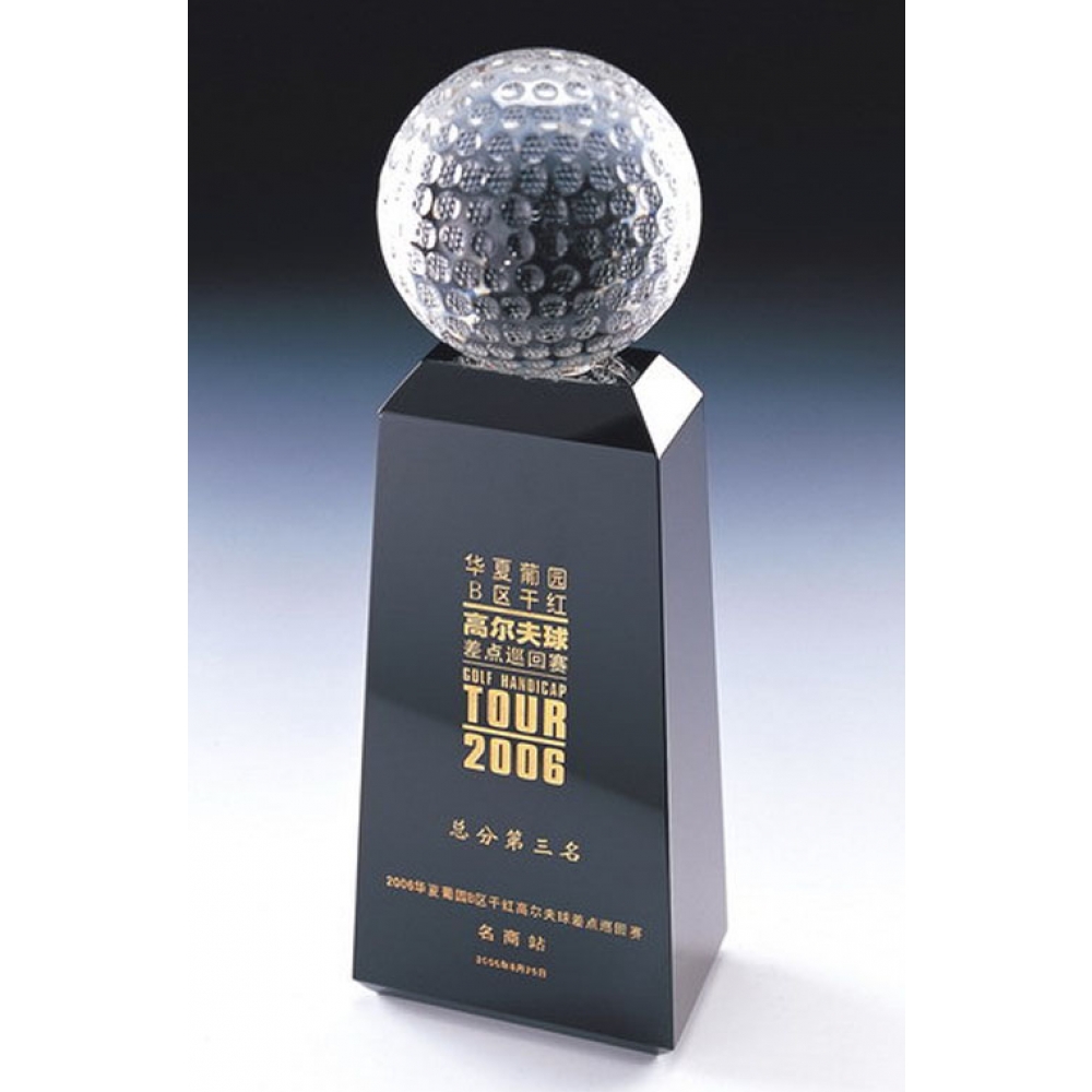 color etched black glass golf awards for golf tour competition