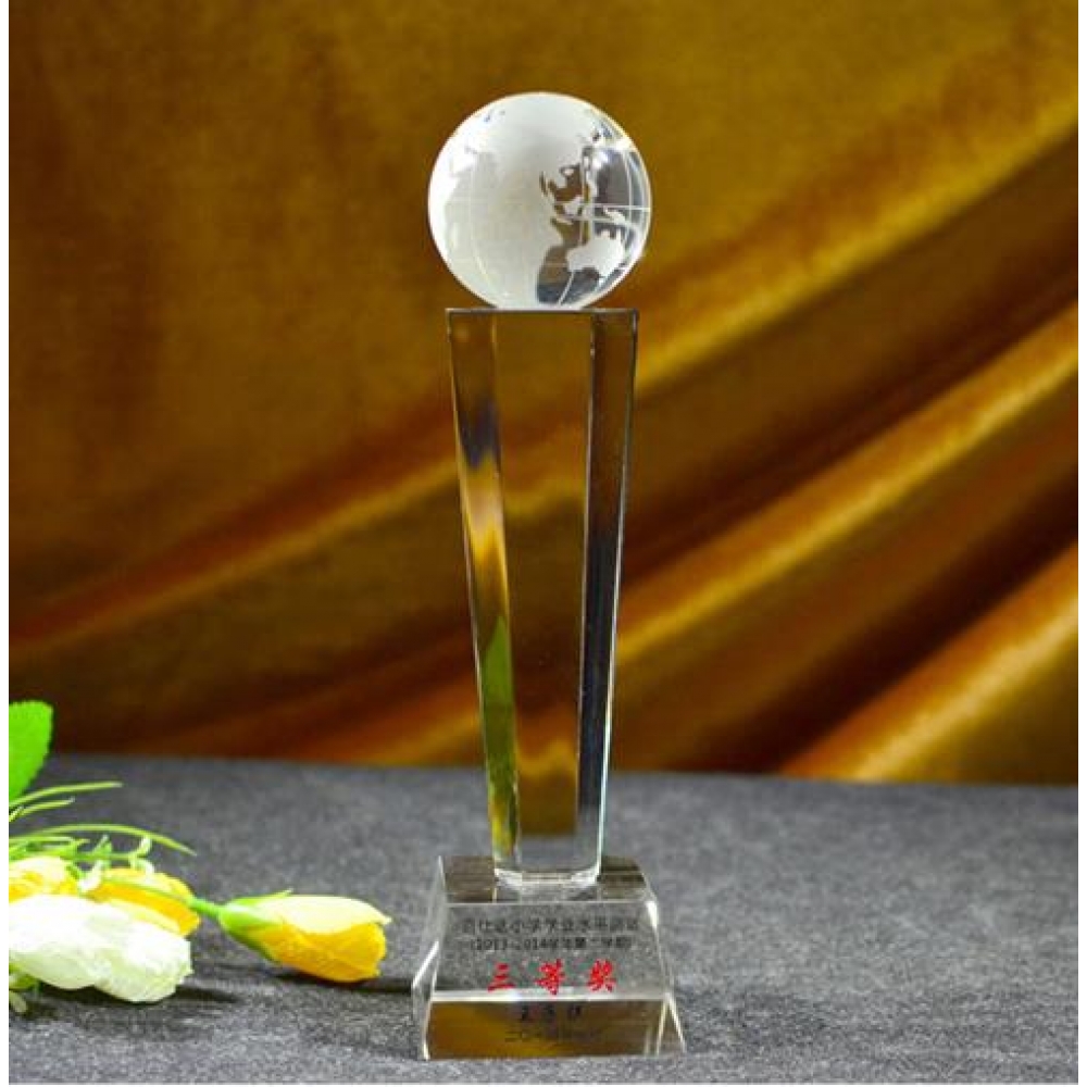 Cheap Engraved Glass World Globe Award