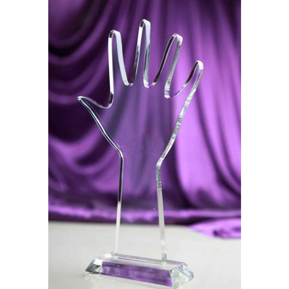 luxury waterjet cutting palm shaped crystal hand awards