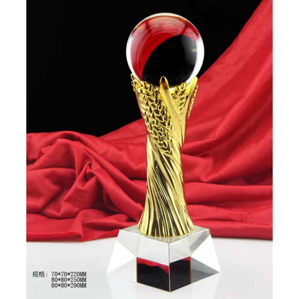 Quality Metal Pillar Crystal Solid Ball Award for logos laser engraving inside