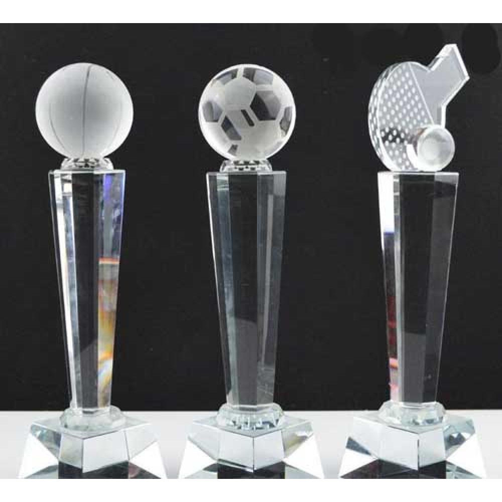 cheap crystal table tennis awards glass ping pong ball trophy