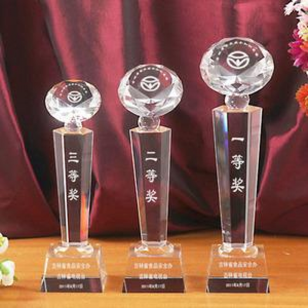 1st place,2nd place,3rd place 3D engraved diamond crystal awards