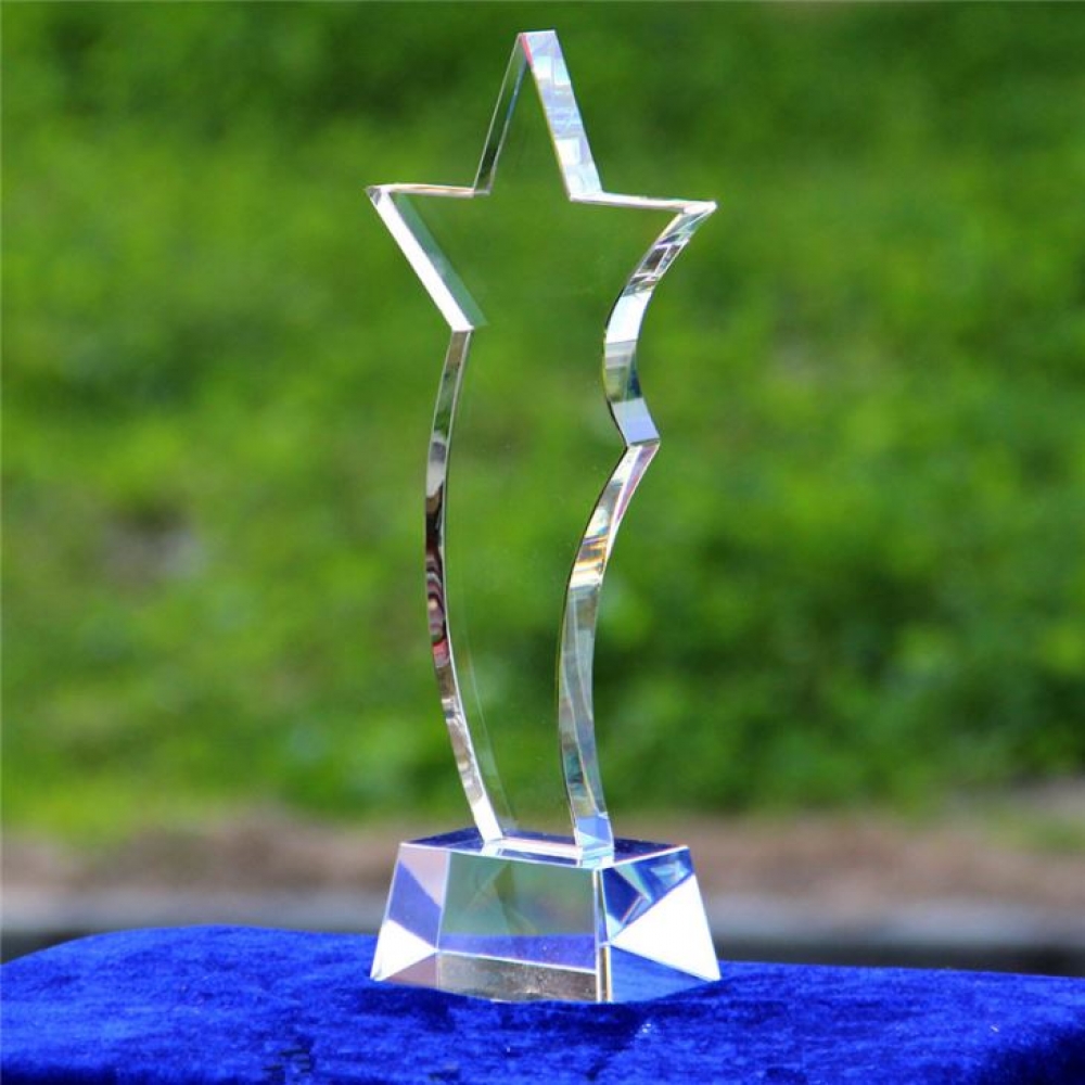 Blank cheap Star Crystal Trophy For custom 2d laser engraved
