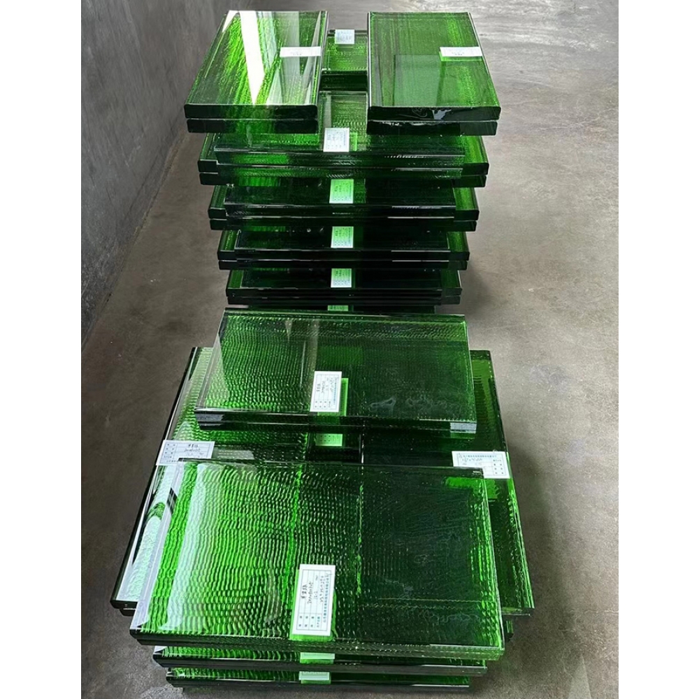 k9 green crystal raw blocks natural finish thick glass slabs for interior decoration