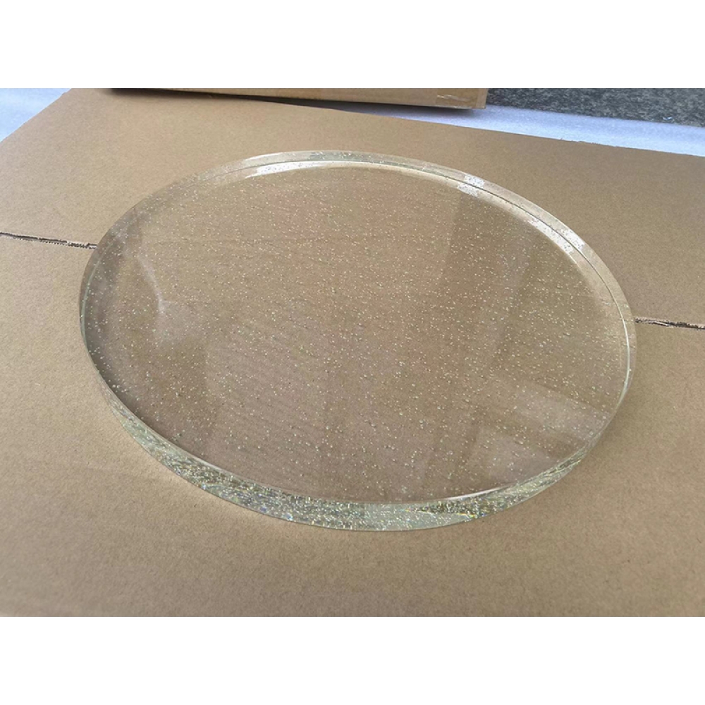 round shaped bubble crystal glass accent table top