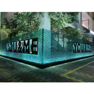 Natural Green Glass Blocks Boundary Wall glass bricks exterior applications