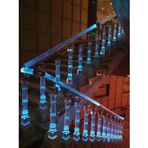 personalized crystal glass stair pillars for restaurants stairway design