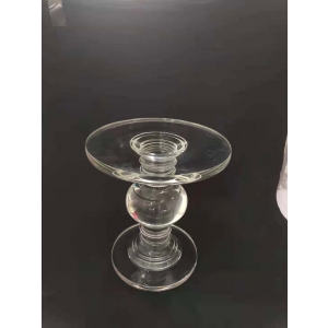 High End Luxury Design Circle Glass Dining Table with Crystal Pillar Legs