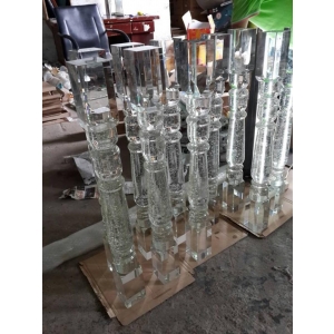 architecture bubble crystal glass stair pillars for interior stairs design