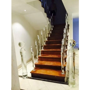 luxury design glass villa stair pillars house interior stairway barrier design