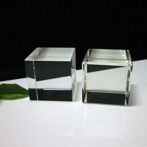 2mm edges optical crystal cube for 3D photo laser engravings
