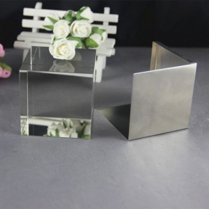Crystal Cube with metal frame for Wedding Photo laser engraved inside
