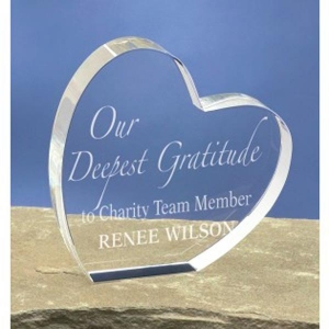 3D heart shaped crystal leadership awards