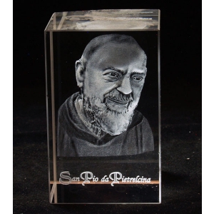 bespoke 3D crystal religious gifts - san pio de pietrelcina
