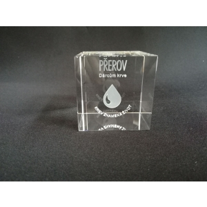 3D laser crystal cube with corporate logo engraved inside