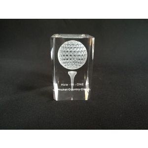 bespoke hole in one 3D crystal golf trophies for golf club tour awards