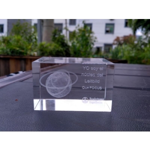 company logo 3D laser engraved crystal cube corporate gifts