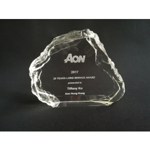 Iceberg shaped laser crystal 3d logo for AON insurance company