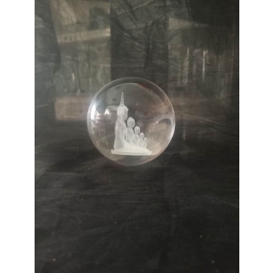 Tourist Souvenir 3D Laser Etched Thailand Buddha Crystal Ball Solid Glass Spheres Religious Gifts