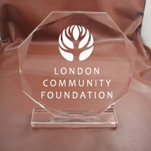 Laser engraved Octagon Shaped Crystal Glass community awards