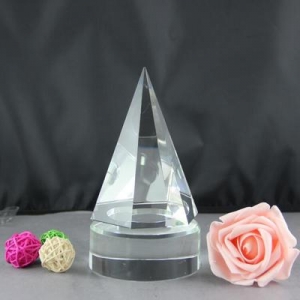 Pyramid Pillar Crystal Obelisk Trophy on circle stand