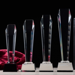 blank crystal hexagon pillar trophy awards for 2D laser etched