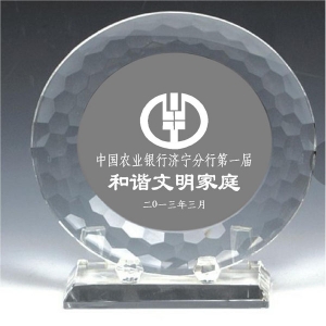 3D laser engraved circle crystal plate awards