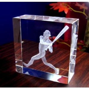 Laser engraved 3D crystal baseball awards