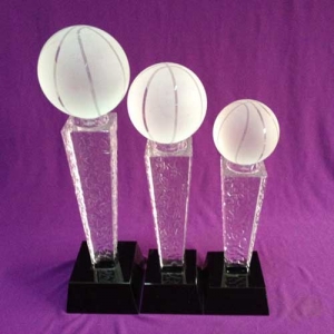 unique design natural pillar Female crystal basketball trophy