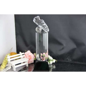 High quality deluxe Football Crystal Glass Golden Boot Trophy Awards