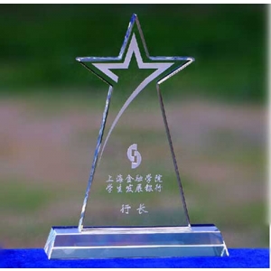 3D laser etched Star Crystal Leader Trophy