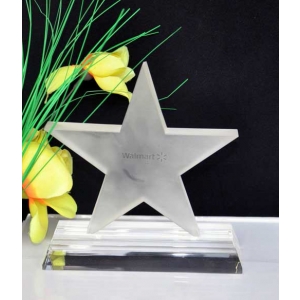 Frosted Satin Glass Star Award with Walmart logo etched