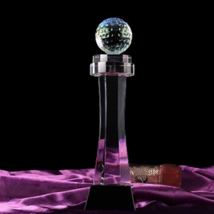 Custom Crystal Golf Awards with black base