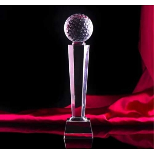 cheap glass golf trophy awards for logo printed