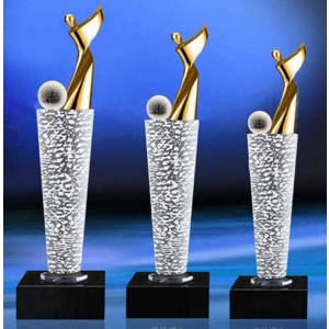 high end deluxe golden alloy golfer crystal awards