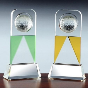 personalized luxury design green yellow colored glass golf plaques