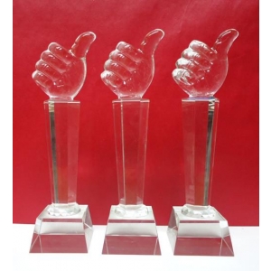 simple design corporate recognition cheap thumbs up crystal awards
