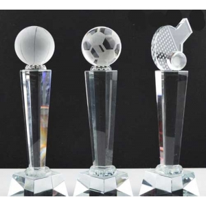 cheap crystal table tennis awards glass ping pong ball trophy