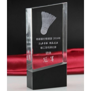 3D crystal badminton awards on black base