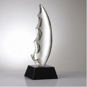 contemporary art design casting moon shaped crystal awards