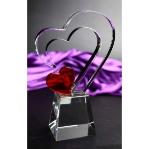 art design couple red heart crystal appreciation awards