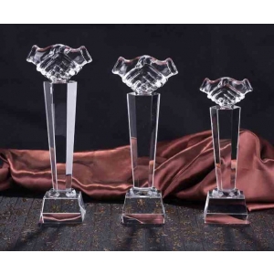 Budget design handshake crystal corporate gifts